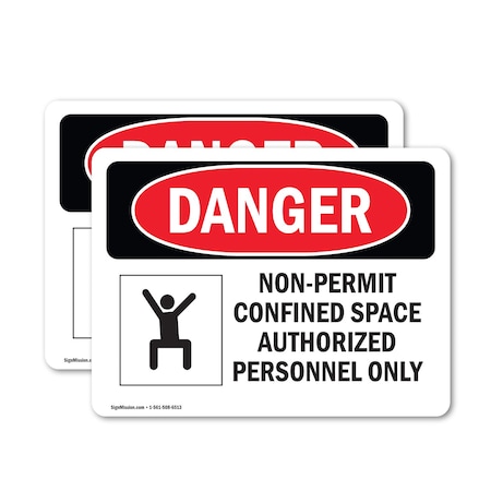 Signmission 5 in H x 7 in W, Vinyl Decal, Rectangle, Non-Permit Confined Space OS-2PACK-DS-D-57-L-1498